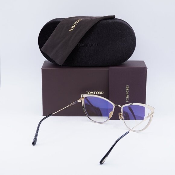 Tom Ford FT5877-B 001 Cat Eye Eyeglasses 56mm - Black/Gold - Picture 5 of 10